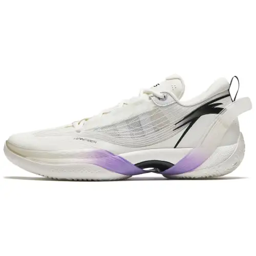 Anta Three point Rain1.0 Cushioning Slip Resistant Low top Basketball Shoes Men's White Purple