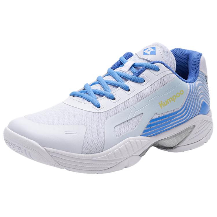 KUMPOO Mesh, Synthetic Leather Abrasion Resistant Breathable Low top Badminton Shoes Unisex White Blue