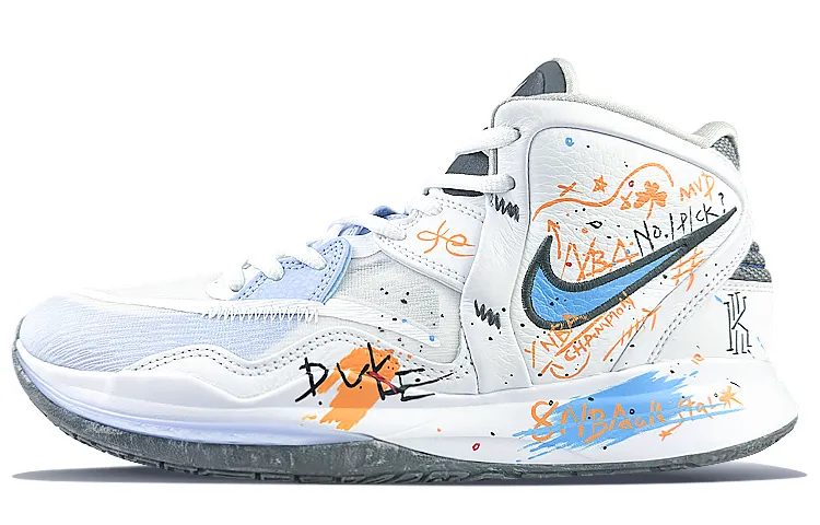Nike Kyrie 8 Infinity Mid top Basketball Shoes Unisex White Blue