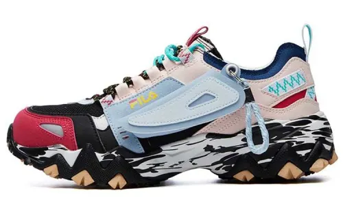 FILA FUSION Fellow Textile, Synthetic Leather Low top Chunky Sneakers Women's Pink Blue