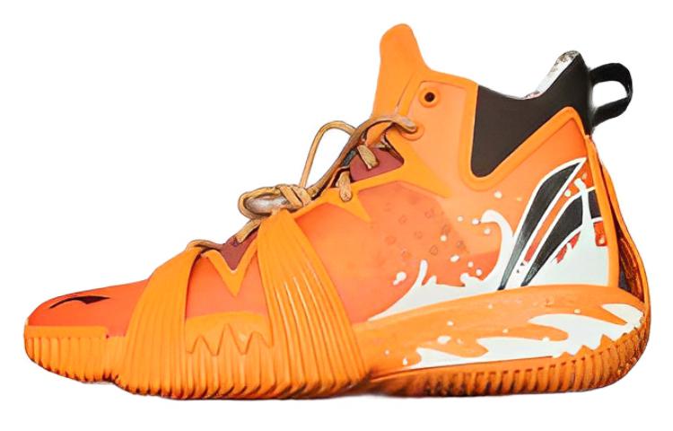 Li Ning Badfive 1 Badfive Slip Resistant Abrasion Resistant Mid top Basketball Shoes Men’s Orange