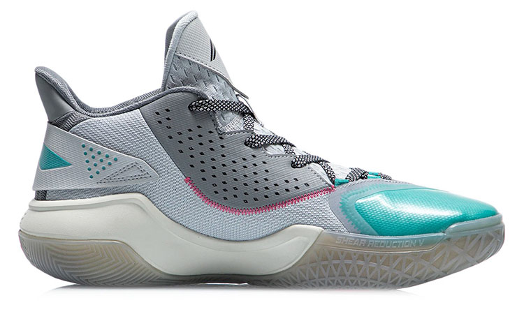Li Ning Swift Wind Cushioning Slip Resistant Mid top Basketball Shoes Men’s Shark Gray