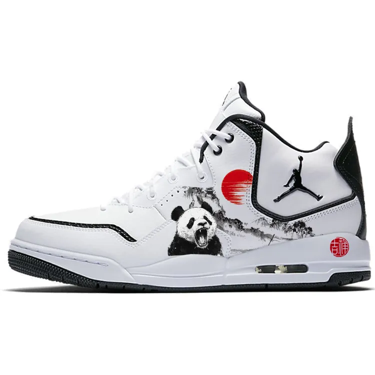 Jordan Courtside 23 Abrasion Resistant Slip Resistant Mid top Vintage Basketball Shoes Men's Black White