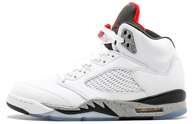 Jordan Air Jordan 5 Retro White Cement OG model trendy high-top retro basketball shoes men's white cement