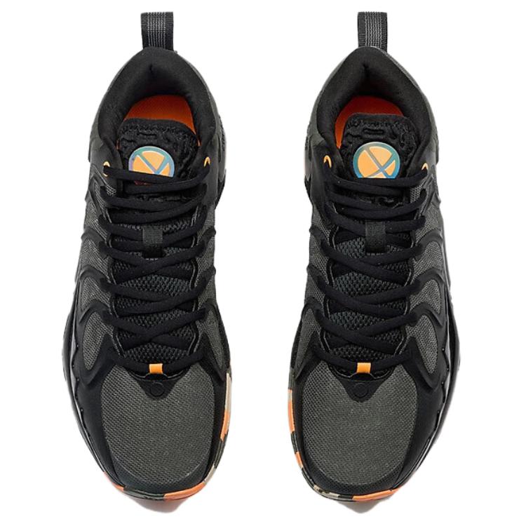 XTEP Textile, Artificial Leather Slip Resistant Abrasion Resistant Mid top Basketball Shoes Men’s Black Gray