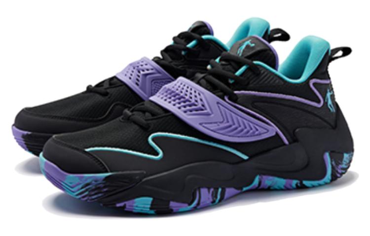 QIAODAN Comfortable Round Toe Cushioning, Wear Resistant Low top Basketball Shoes Men’s Black