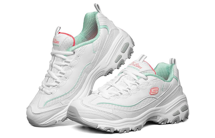 Женские кроссовки Skechers D'LITES 1.0 (бело-светло-синие) — Белый / светло-синий — фото 3