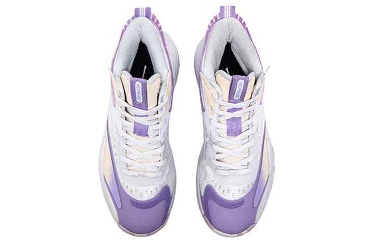 Erke Abrasion Resistant Slip Resistant Mid top Performance Basketball Shoes Men’s Hong White Purple