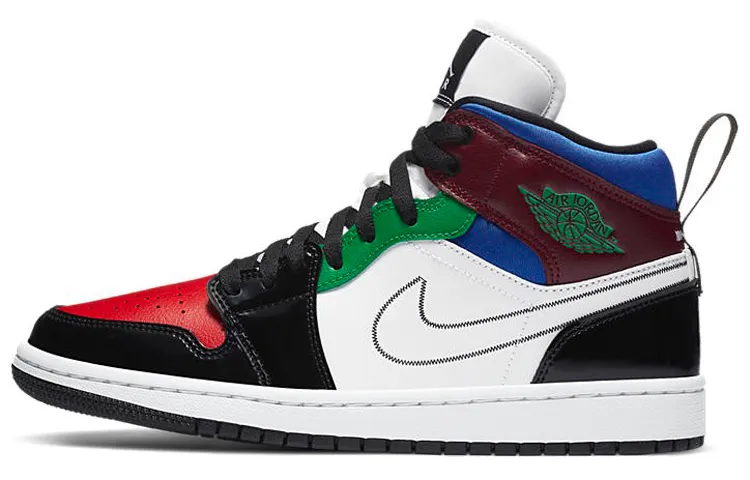 Air Jordan 1 Mid Se 'Black White Multi Color' Women's
