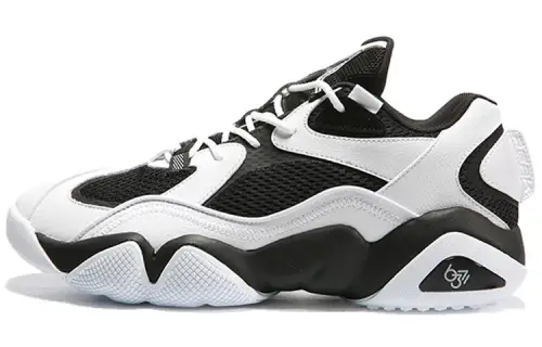 PEAK Taichi 6371 Slip Resistant Abrasion Resistant Cushioning Mid top Vintage Basketball Shoes, Men's White Black