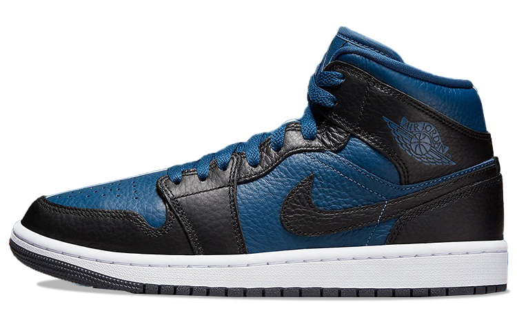 Jordan Air Jordan 1 Mid Split 'French Blue' Mid top Vintage Basketball Shoes Men's Black White Blue