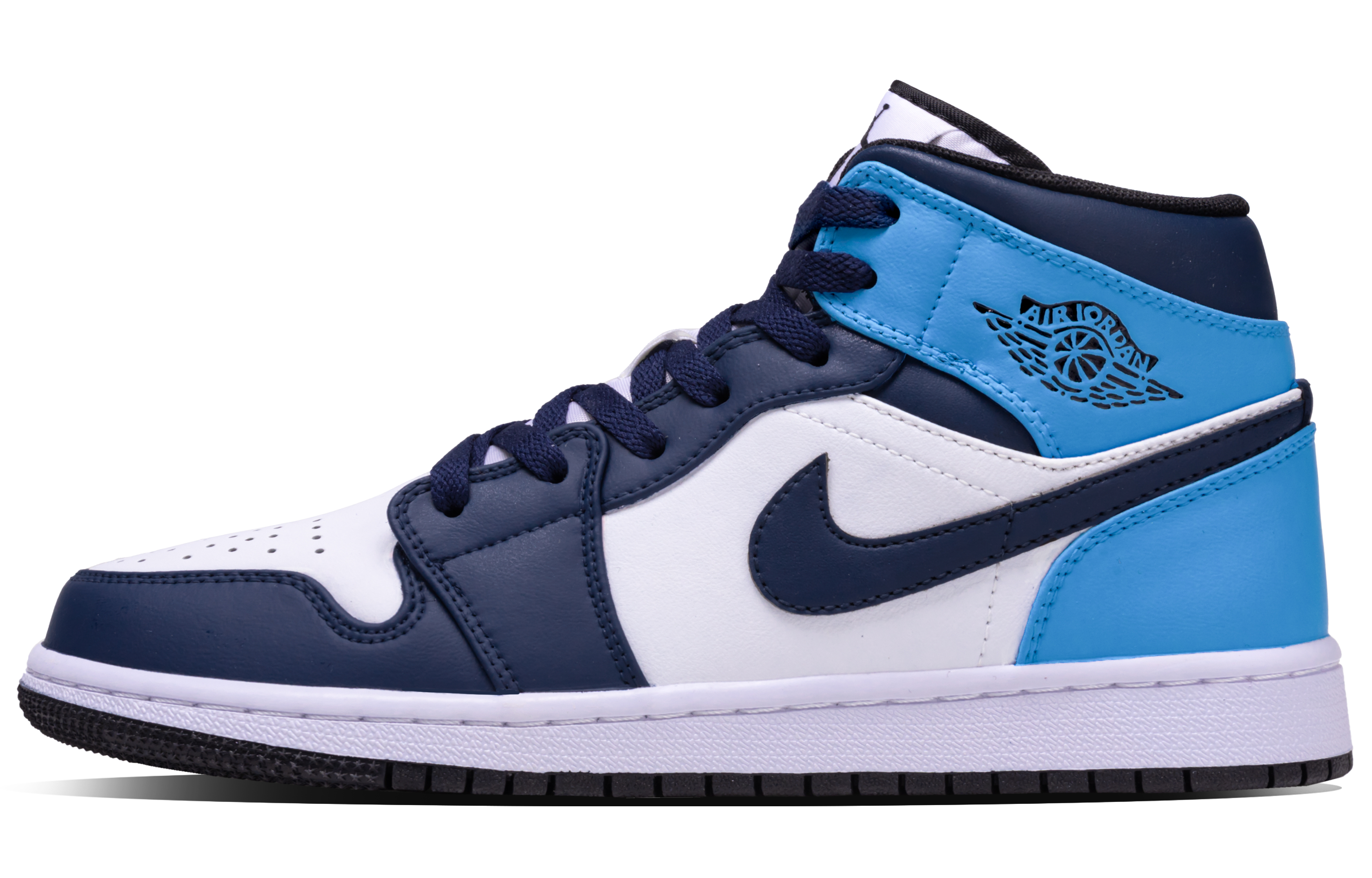 Jordan Air Jordan 1 Abyssal Ore Leather Mid top Vintage Basketball Shoes Unisex Blue White