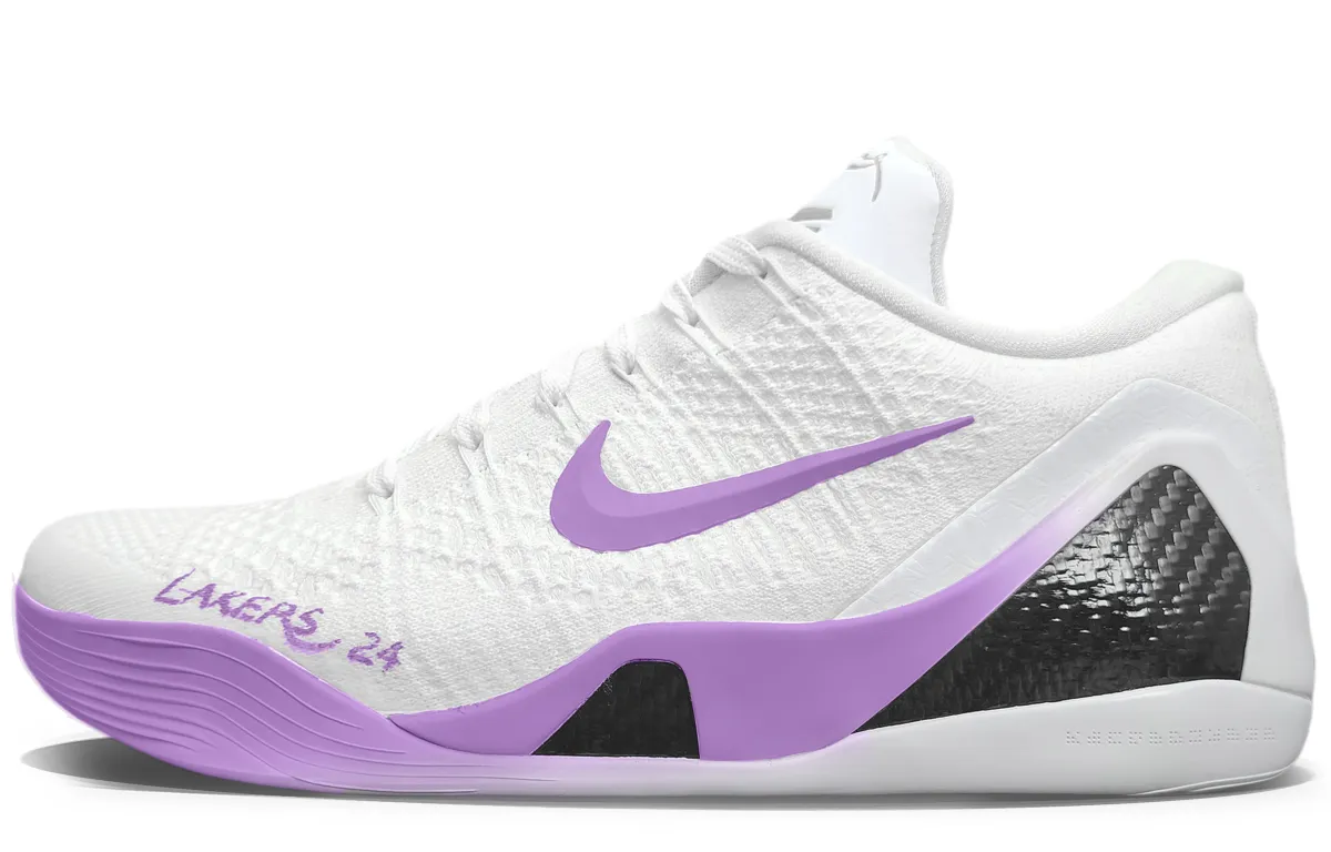 Nike Kobe 9 Abrasion Resistant Abrasion Resistant Low top Basketball Shoes Unisex White Purple