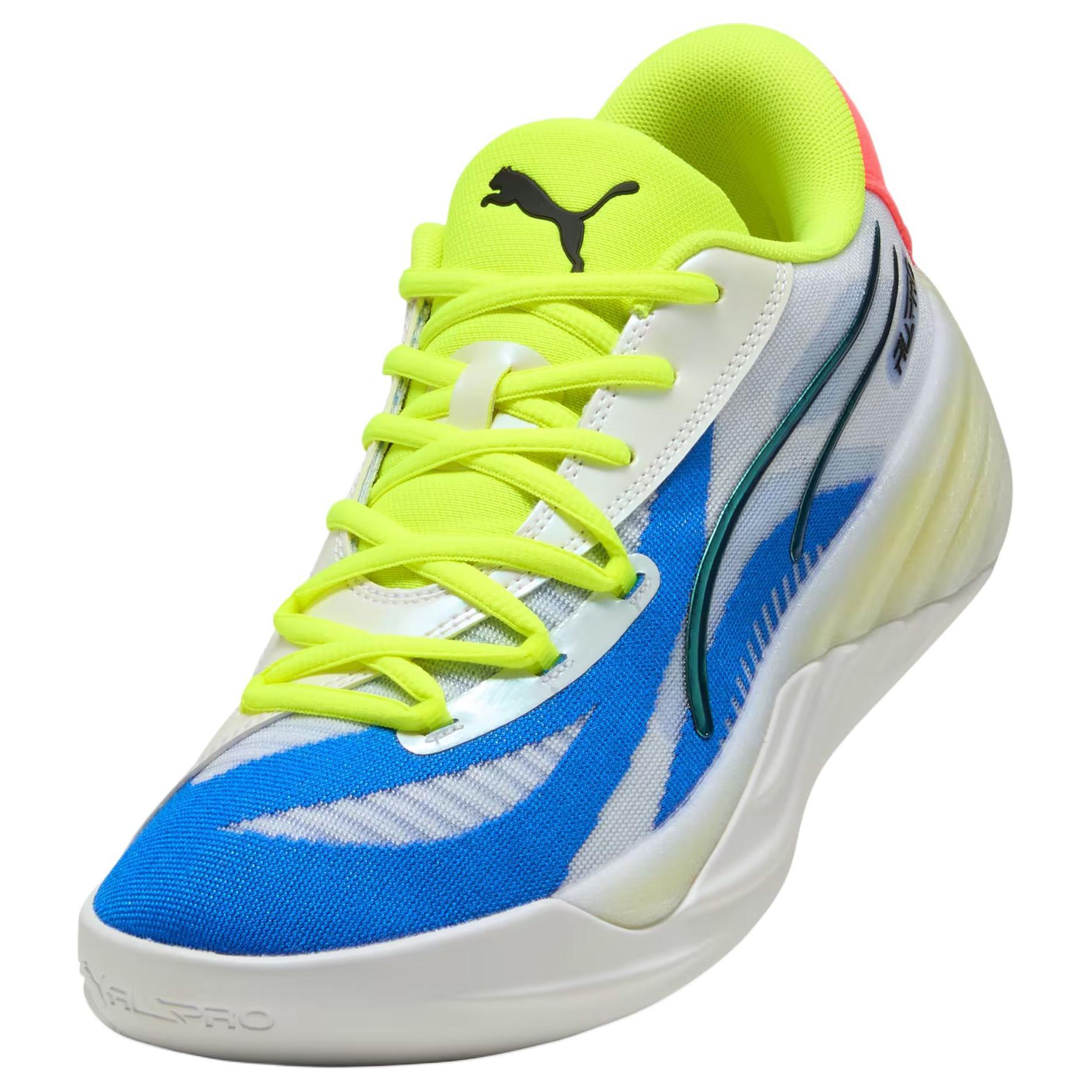 PUMA All Pro Nitro Slip Resistant Abrasion Resistant Low top Basketball Shoes Men’s White Blue