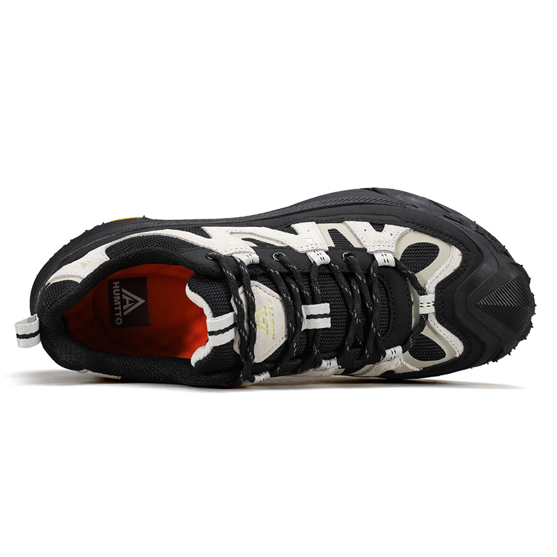 HUMTTO Cushioning Slip Resistant Abrasion Resistant Low top Hiking Shoes Men’s Black Beige