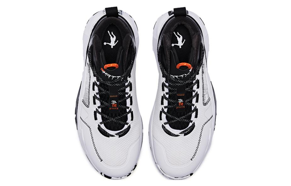 QIAODAN Textile, Synthetic Leather Cushioning Slip Resistant Abrasion Resistant High top Basketball Shoes Men’s