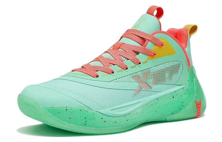 XTEP Demon 3.5 Soft And Comfortable Cushioning Slip Resistant Abrasion Resistant Mid top Basketball Shoes Blue Green