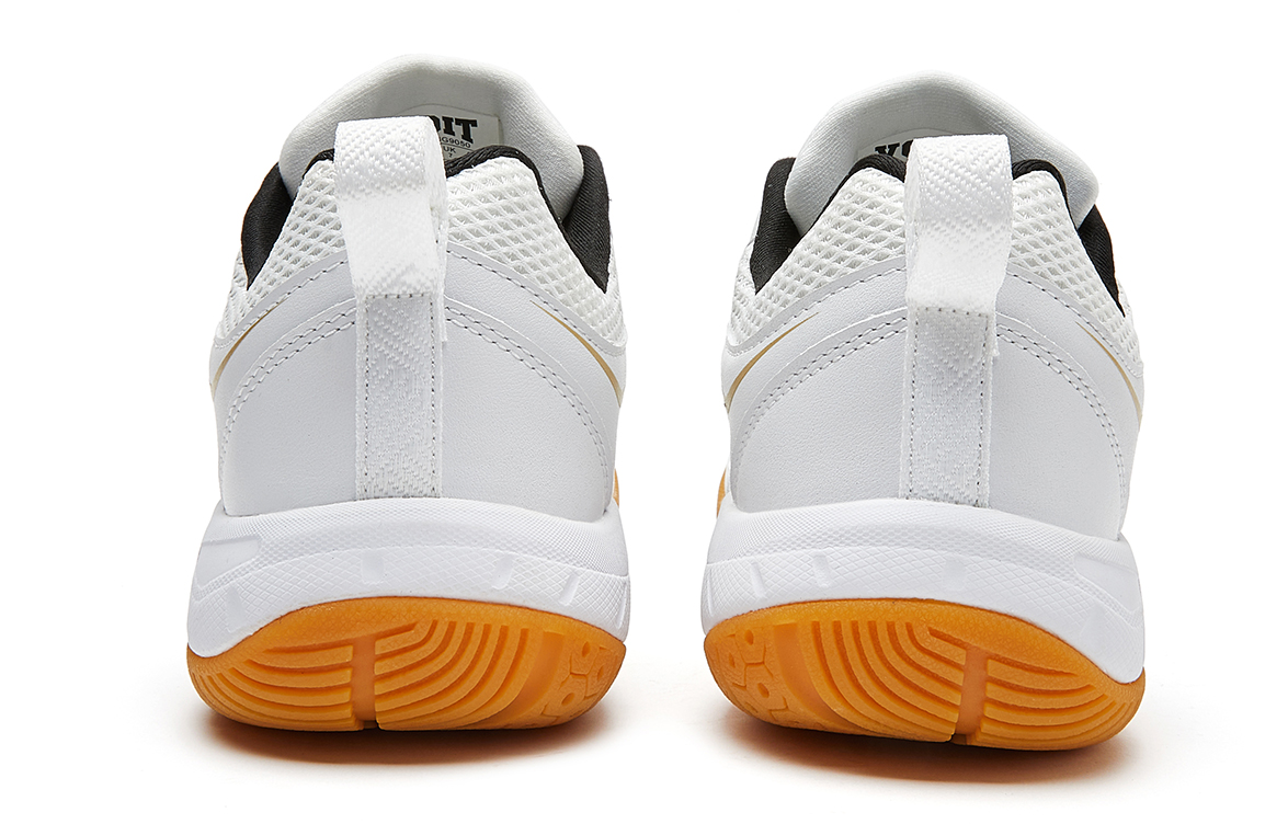 VOIT Abrasion Resistant Coverage Lightweight Low top Badminton Shoes Unisex White Gold