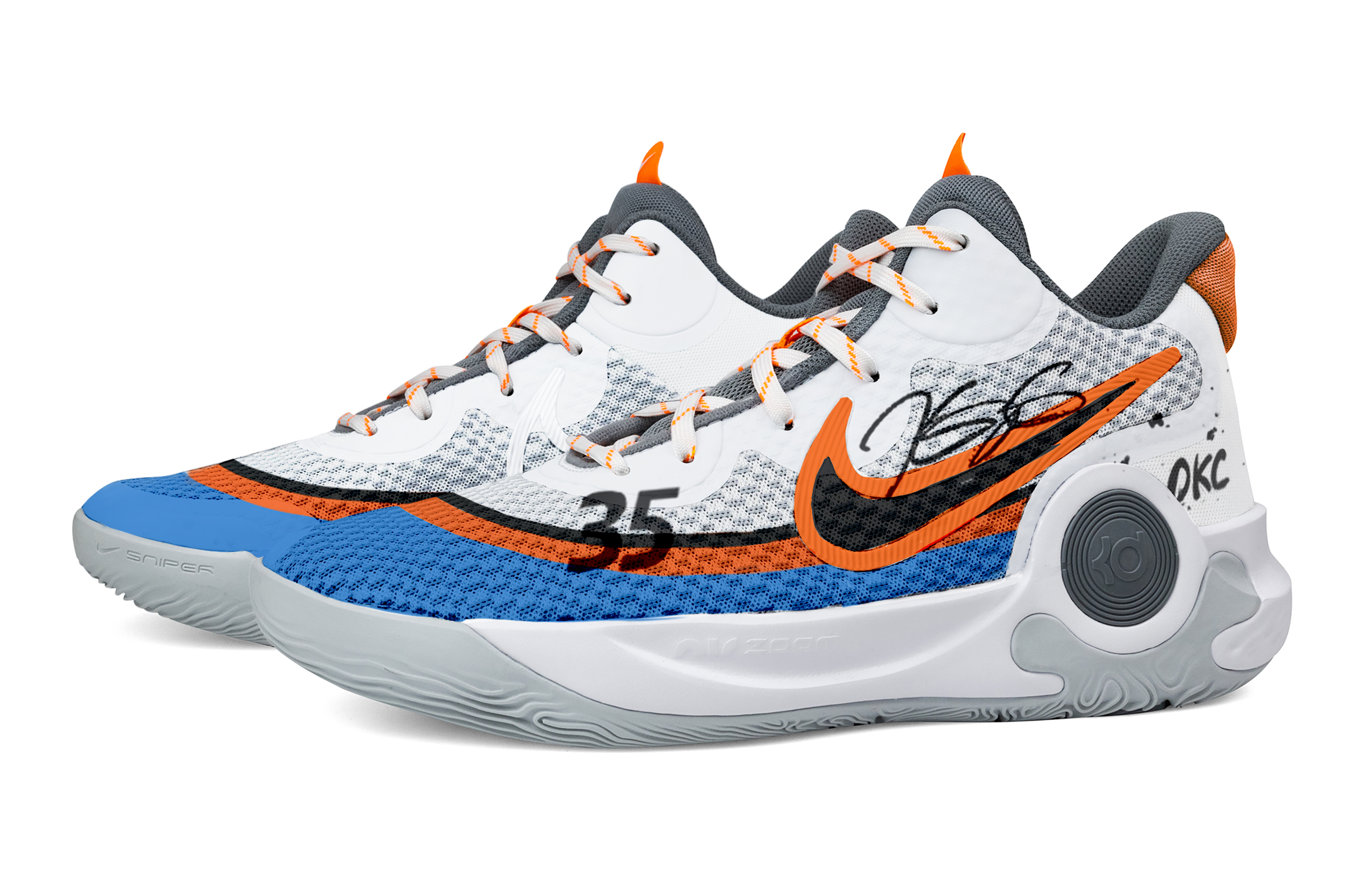 Nike KD Trey 5 IX Thunderous And Vast Cushioning, Wear Resistant Mid top Basketball Shoes Unisex Gray Blue Orange