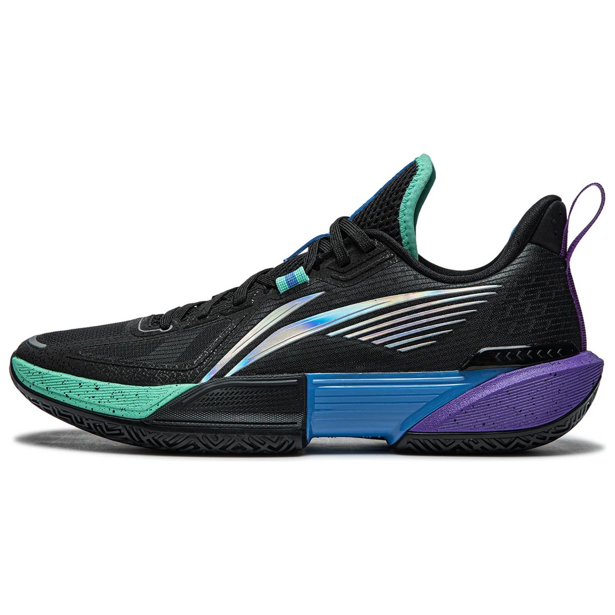 Li Ning Speed Cushioning, Wear Resistant Low top Basketball Shoes Men's Black Silver Green