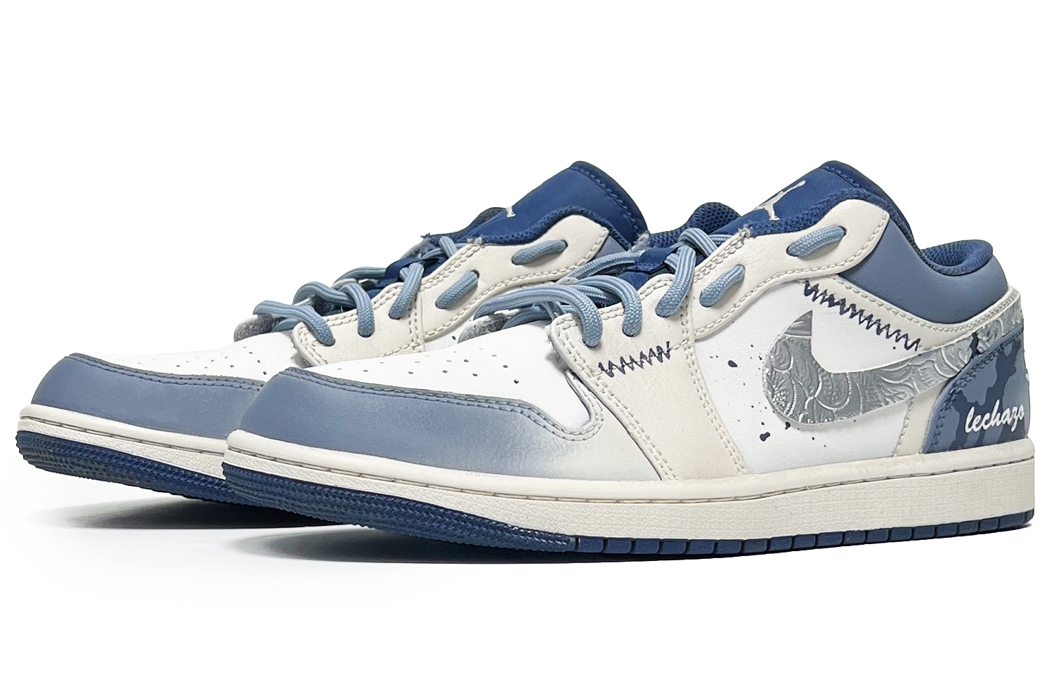 Jordan 1 Abrasion Resistant Low top Vintage Basketball Shoes Men’s Blue White