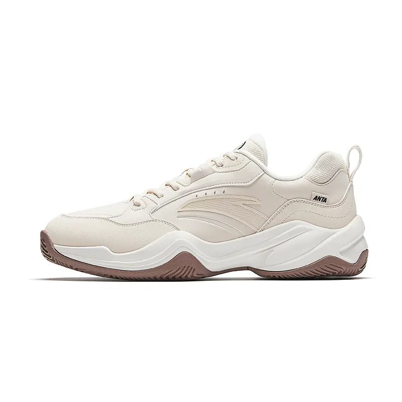 Anta Variety Training Collection Cushioning, Wear Resistant Low top Tennis Shoes Men's Fish Belly Ivory White