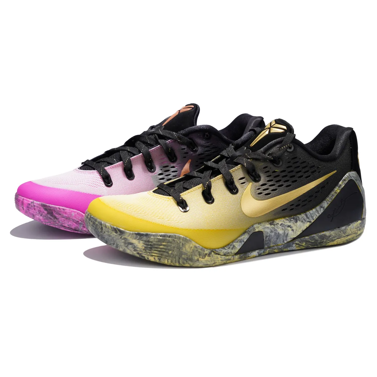 Nike Kobe 9 Abrasion Resistant Abrasion Resistant Low top Basketball Shoes Unisex Black Yellow Pink