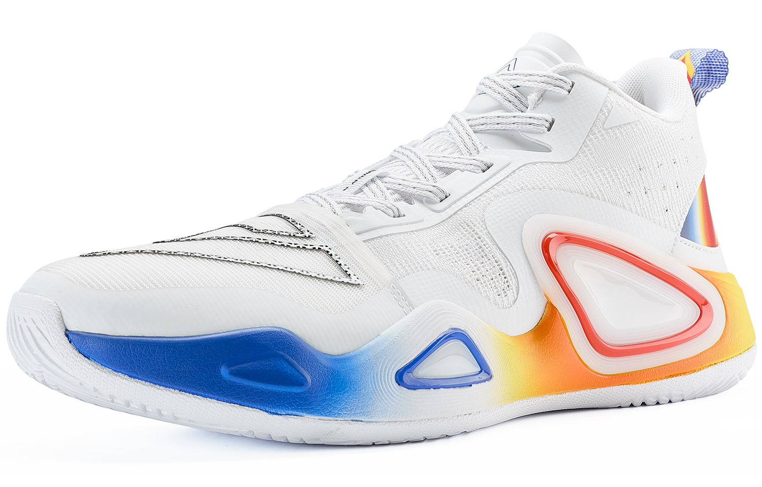 PEAK State Extreme Triangle 2.0 Slip Resistant Abrasion Resistant Mid top Basketball Shoes Men’s All White Bright Blue