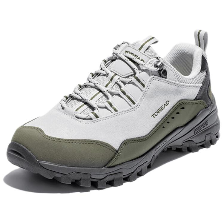 TOREAD Slip Resistant Abrasion Resistant Low top Hiking Shoes Men’s Gray Green