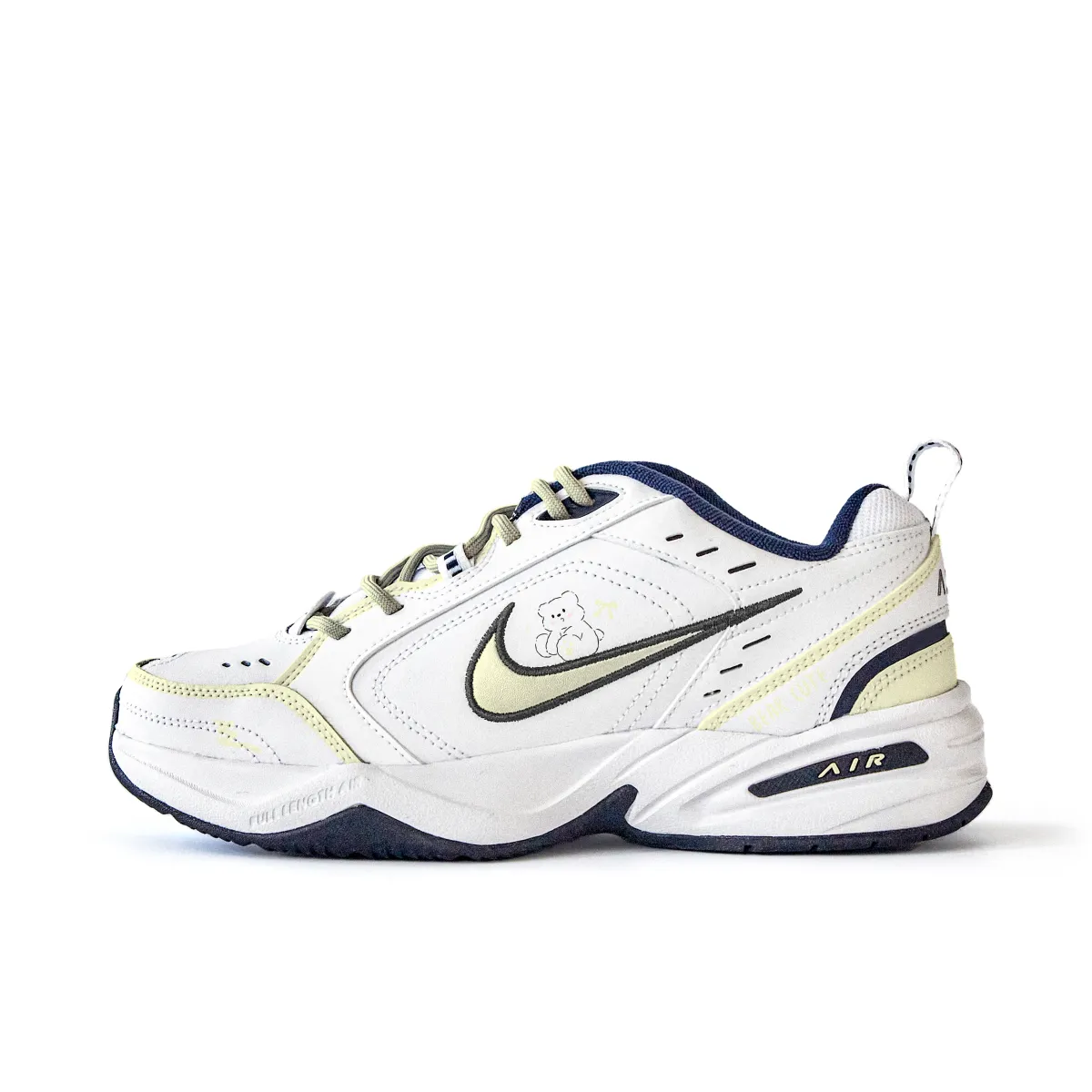 Nike Air Monarch 4 Slip Resistant Abrasion Resistant Low top Chunky Sneakers Unisex White Yellow