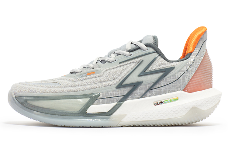 361° BIG3 4.0 Quick Pro Three Arms and One Heart Shock-absorbing, non-slip, wear-resistant, breathable, wrapped, impact-resistant and rebound, low-top, carbon plate, practical basketball shoes, men's model, photon gray