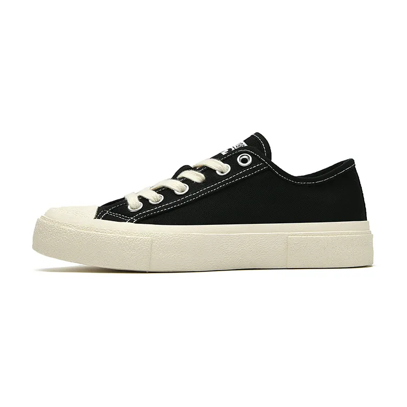 K bird Slip Resistant Abrasion Resistant Low top Canvas Shoes Unisex Black Beige