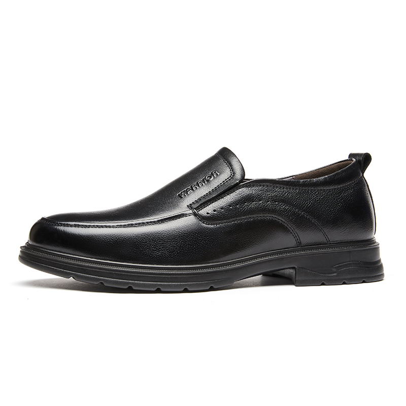 Warrior back trend cow leather wear-resistant fashion casual British style business versatile high-end comfortable and durable classic low-top lace-up formal leather shoes men's black