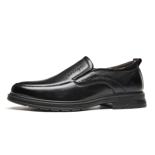 Warrior back trend cow leather wear-resistant fashion casual British style business versatile high-end comfortable and durable classic low-top lace-up formal leather shoes men's black