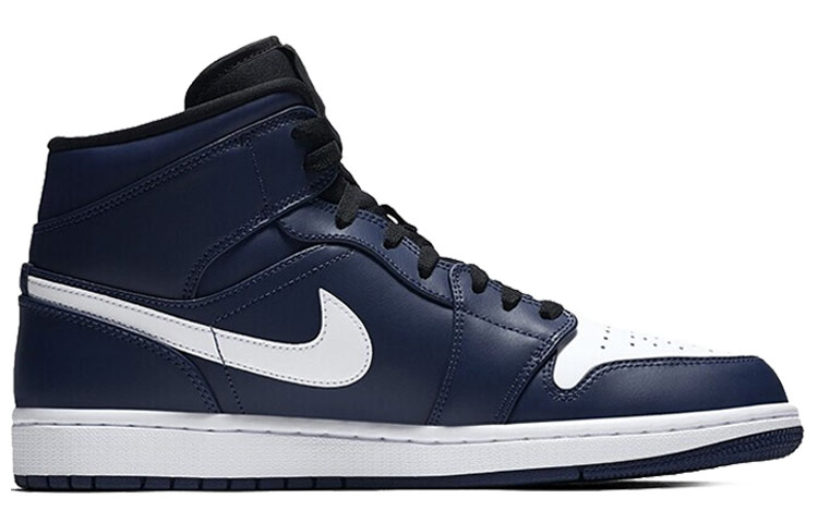 Мужские кроссовки Jordan Air Jordan 1 Mid (бело-синие) — Белый / синий — фото 2