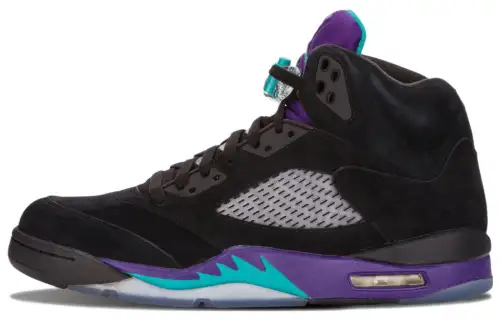 Jordan Air Jordan 5 Black Grape Cushioning Slip Resistant Abrasion Resistant Mid top Vintage Basketball Shoes Men's