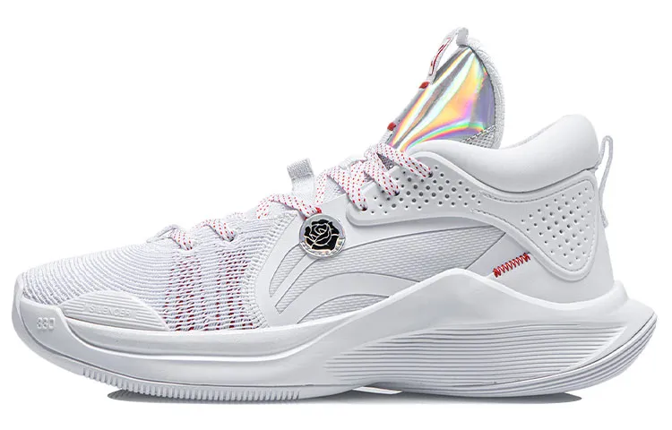Li Ning SILENCER Basketball Shoes Men's Mid Top Standard White