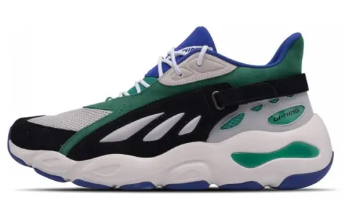 Li Ning Butterfly Slip Resistant, Abrasion Resistant, Lightweight Low top Chunky Sneakers Men's Blue Green