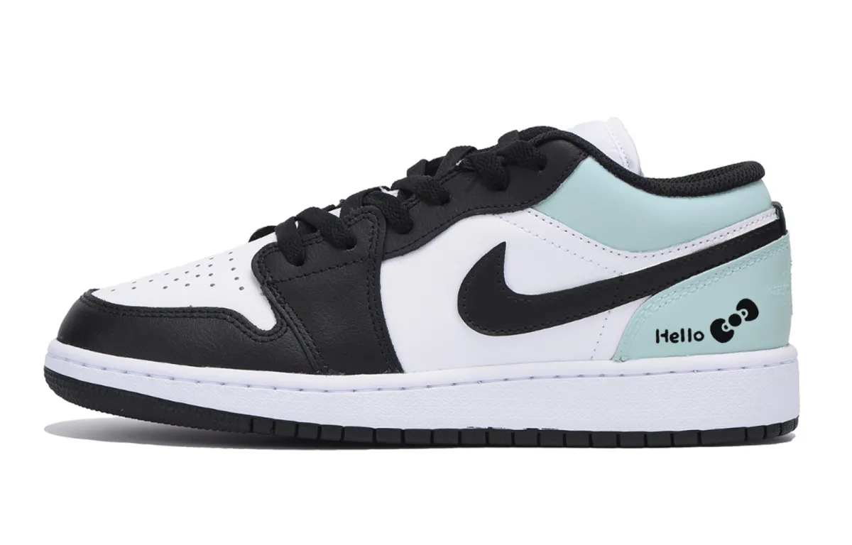 Jordan Air Jordan 1 Berry Heart Milk Green Slip Resistant Low top Vintage Basketball Shoes Men's Black White