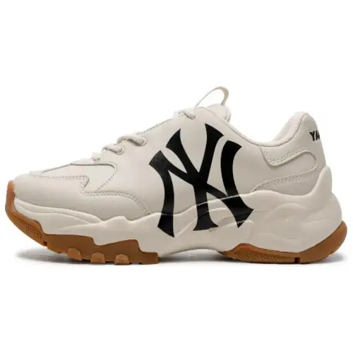 MLB Big Ball Chunky Height Increasing Low top Chunky Sneakers Unisex Light Beige Yellow