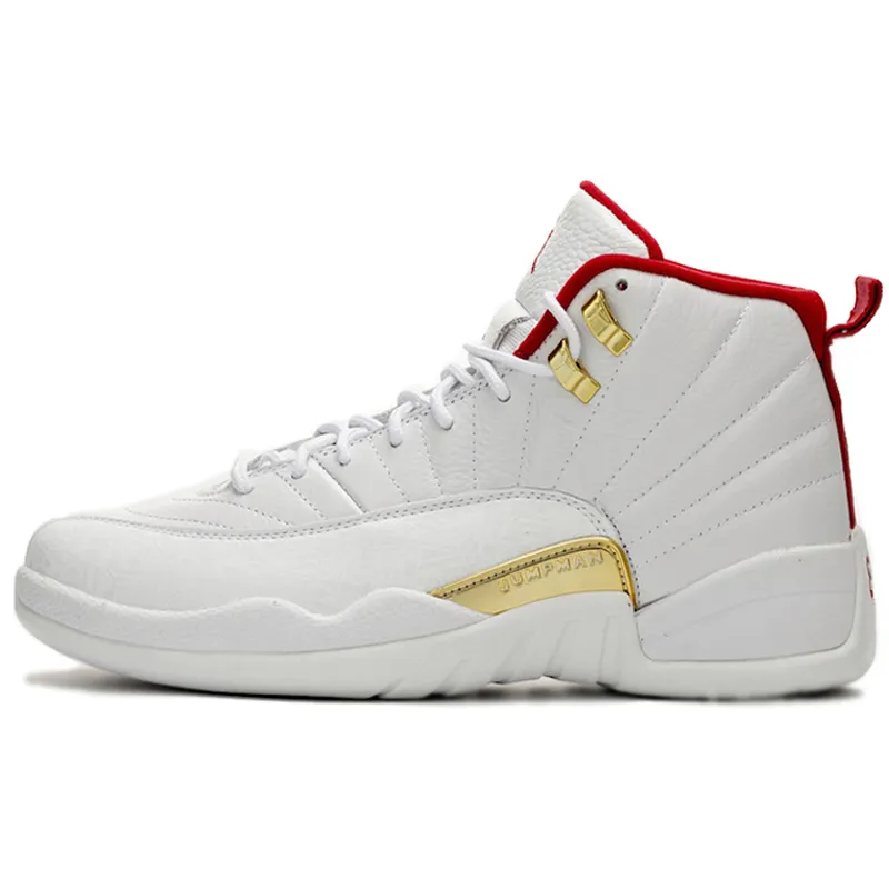 Jordan Air Jordan 12 High top Vintage Basketball Shoes Men's White Gold 2019 Edition