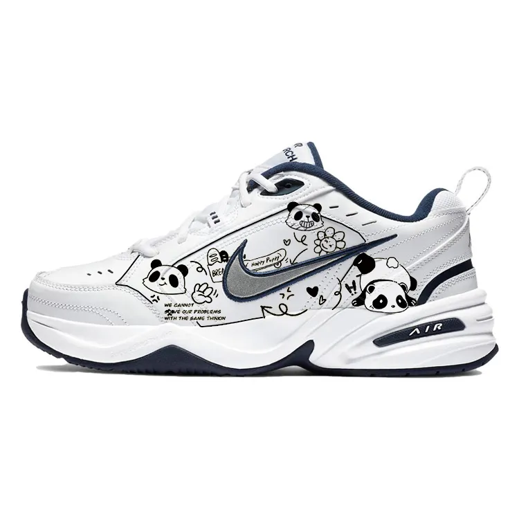 Nike Air Monarch 4 Slip Resistant Abrasion Resistant Low top Chunky Sneakers Unisex Black White