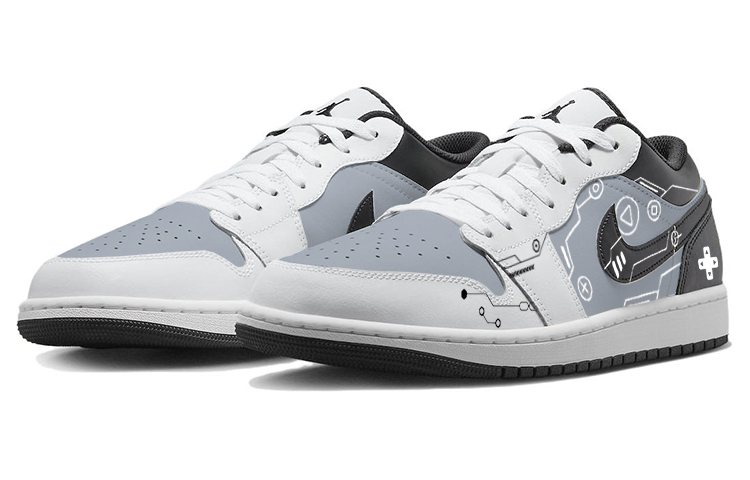 Jordan Air Jordan 1 Slip Resistant Abrasion Resistant Low top Vintage Basketball Shoes Men’s White Black