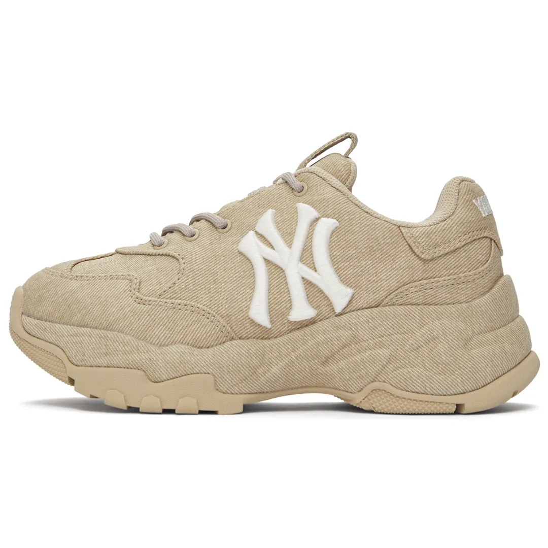 MLB New York Yankees Slip Resistant Abrasion Resistant Low top Chunky Sneakers Unisex Light Beige Yellow