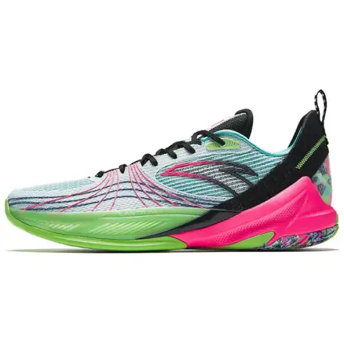 Anta Speed ​​6 Full Palm Nitrogen Technology Professional Actual Combat Rapid Start Stable Support Smooth Force Transmission Anti-slip and Wear-Resistant Low-top Basketball Shoes Men's Green Blue Black