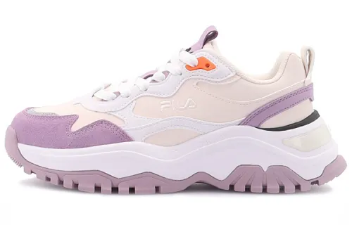 FILA Fashion Sneakers Transpose Synthetic Leather Low top Chunky Sneakers Women's Beige Purple