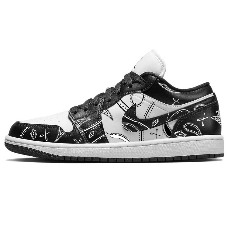 Jordan Air Jordan 1 Cushioning Slip Resistant Low top Vintage Basketball Shoes Women’s Black White