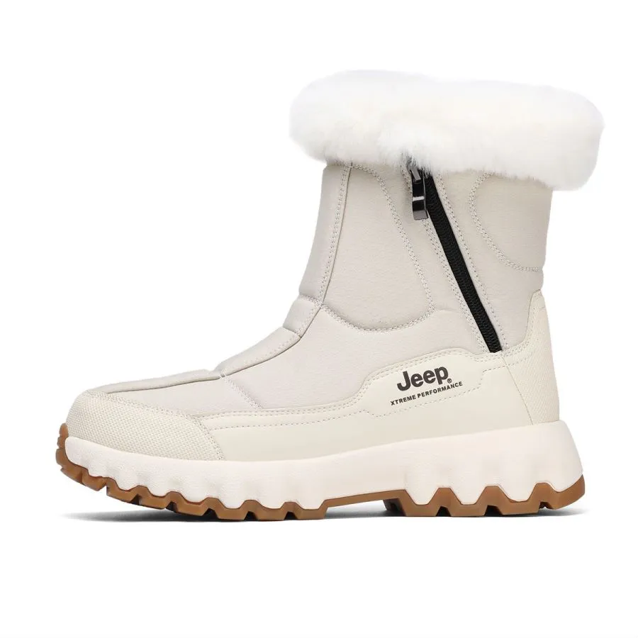 Jeep Thermal Abrasion Resistant Cushioning Height Increasing Coverage Short Snow Boots Unisex White