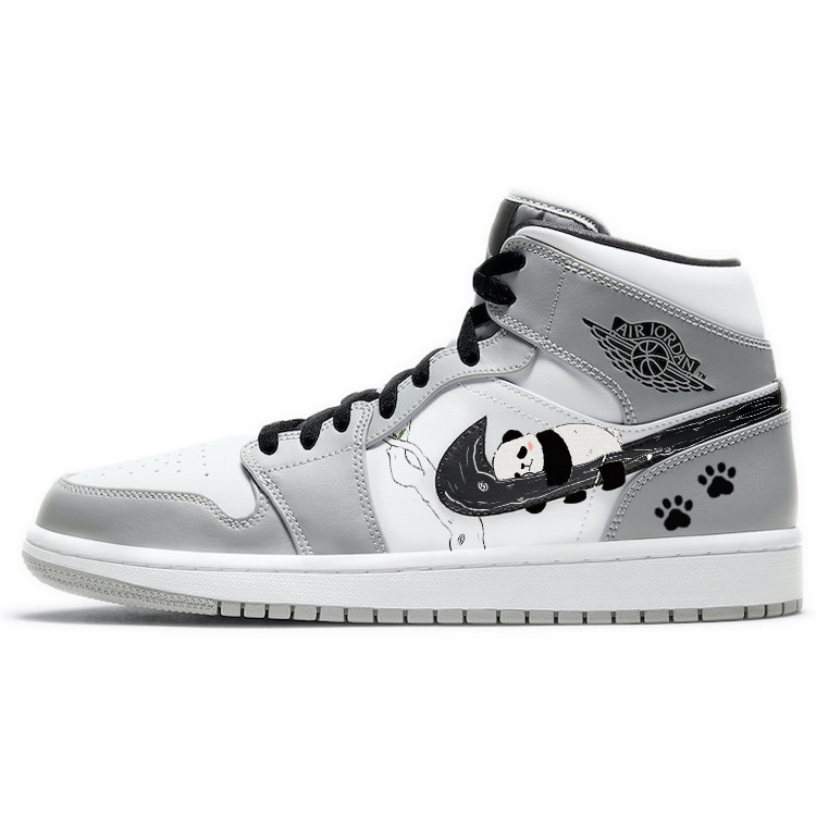 Jordan Air Jordan 1 Cushioning Slip Resistant Mid top Vintage Basketball Shoes Men’s Gray