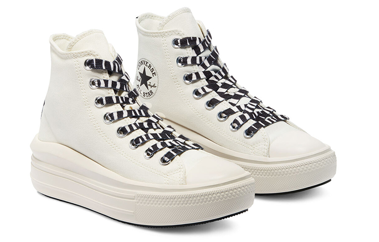 Женские кеды Converse All Star Move Chuck Taylor High Top (бело-черные) — Белый / чёрный — фото 3